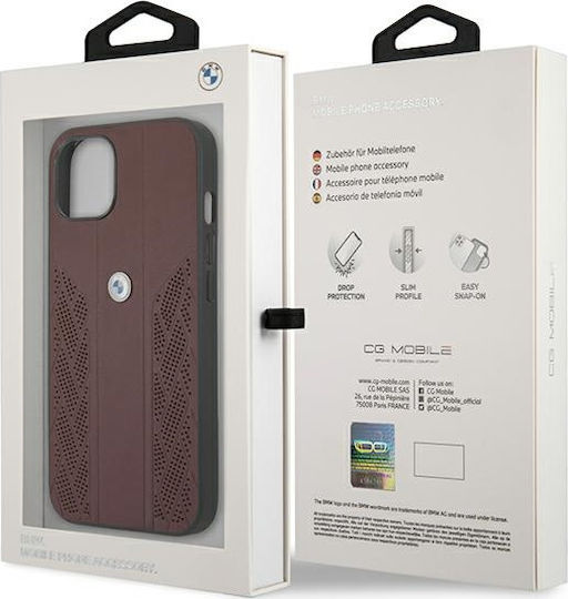 BMW Leather Curve Perforate Back Cover Δερμάτινο / Πλαστικό Κόκκινο (iPhone 13 mini)