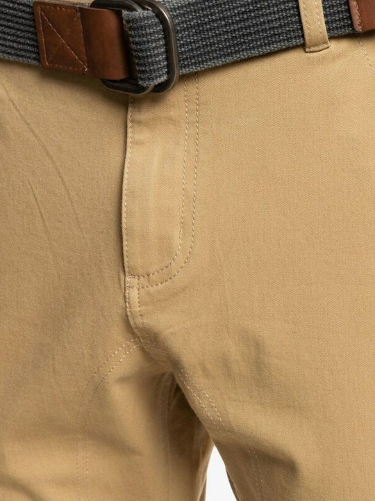 Pantaloni Elastic cu Croială Slim Bej