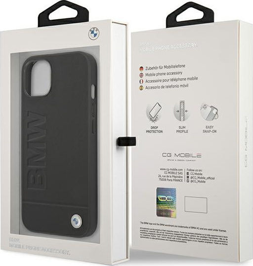 BMW Signature Logo Imprint Back Cover Δερμάτινο / Σιλικόνης Μαύρο (iPhone 13)