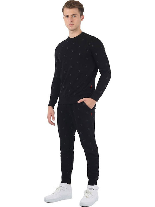 Skull Sweatpants with Elastic Black