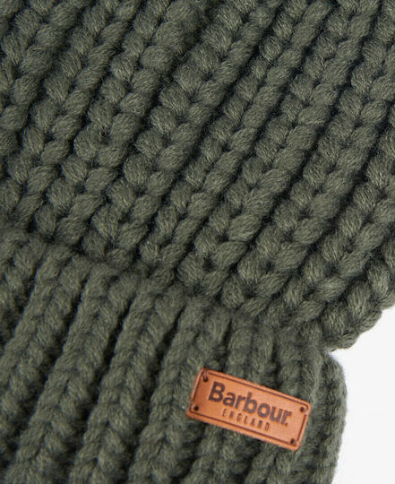 Saltburn Pom Pom Beanie Γυναικείος Σκούφος με Rib Πλέξη σε Χακί χρώμα