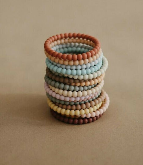 Mushie Pearl Teething Bracelet made of Silicone for 0 m+ 3pcs