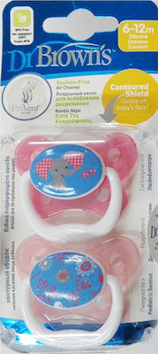 Dr. Brown's Orthodontic Pacifiers Silicone Elephant/Flowers Pink for 6-12 months 2pcs