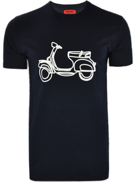 John Frank Rider Ανδρικό T-shirt Navy Μπλε με Στάμπα