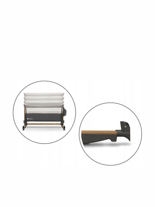 Lionelo Cradle Leonie with Mattress, Side Opening, and Wheels Gray Stone