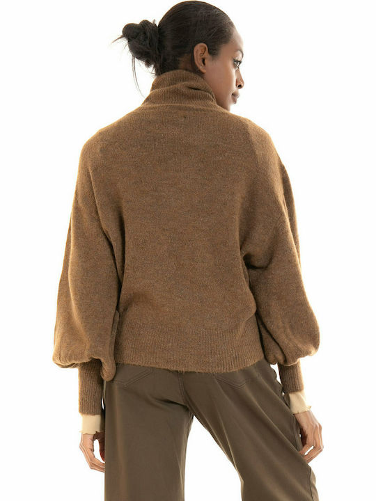 Vero Moda Women's Long Sleeve Sweater Turtleneck Brown