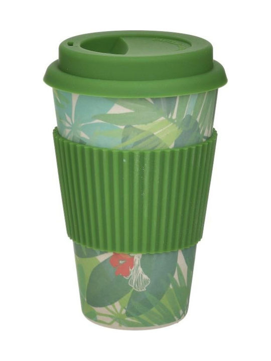 Click Becher Bamboo mit Deckel Grün 400ml