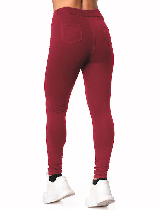 Bodymove Women's Long Training Legging High Waisted Burgundy