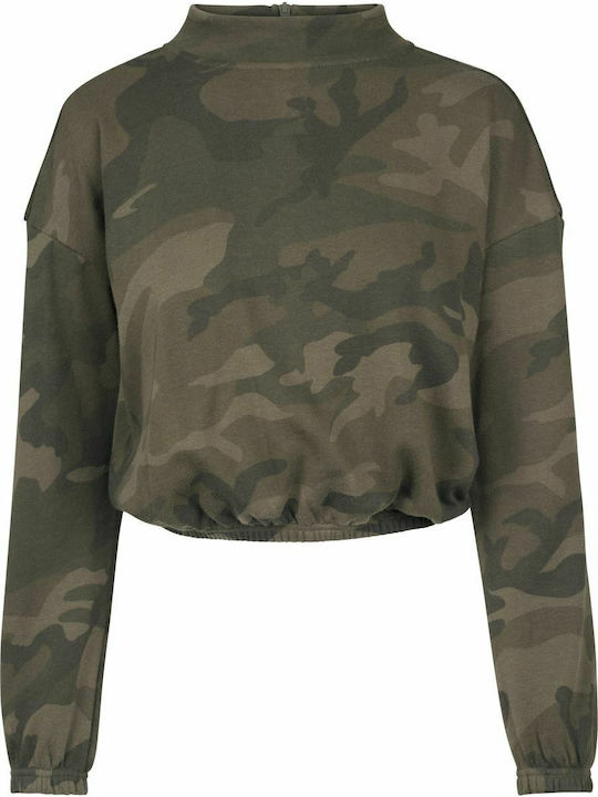 Cropped Hanorac pentru femei Olive Camo