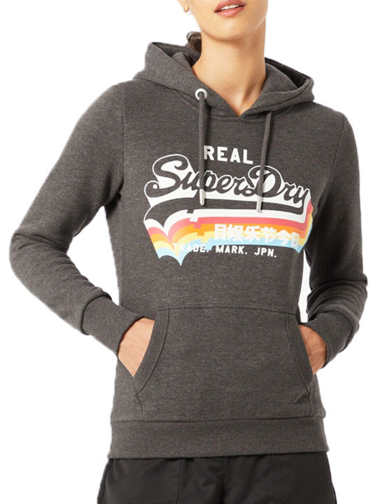 Vintage Logo Women's Sweatshirt Hooded Black
