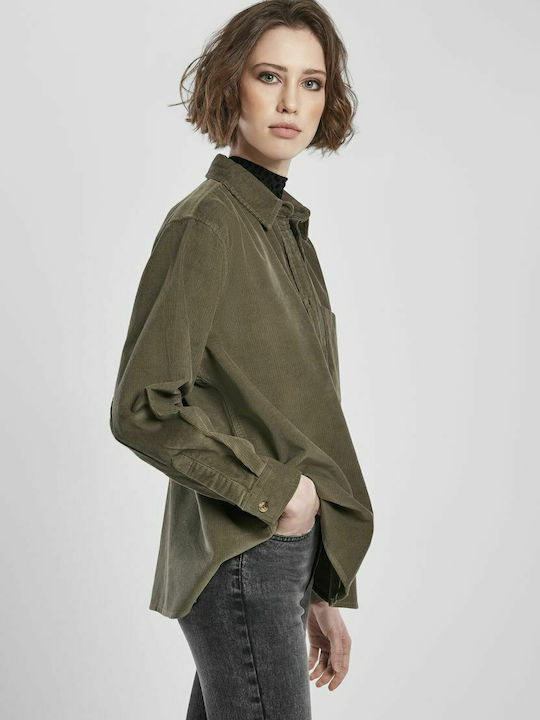 Women's Monochrome Long Sleeve Shirt Khaki