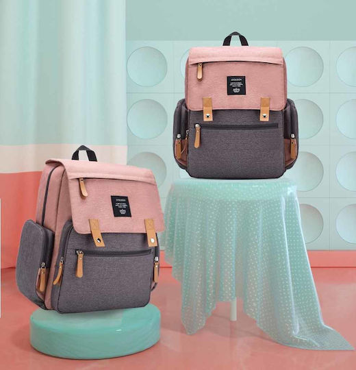 Lequeen Diaper Bag Pink - Grey 35x25x39cm.