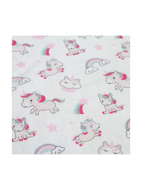 Dimcol Σετ Σεντόνια Μονά Βαμβακερά Unicorn 108 White-Pink 160x240cm 3τμχ