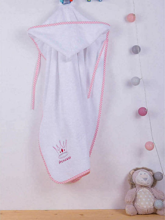 Dimcol Hooded Baby Bath Towel Princess 33 White