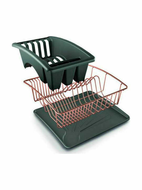 Metaltex Plus Aquatex Dish Drainer Metallic in Gray Color 35x30x12cm