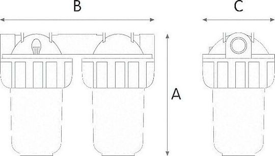 Atlas Filtri Medium Duplex 3P AFO SX AS Water Filtration System Double Central Supply / Under Sink Micron 3/4'' 13005