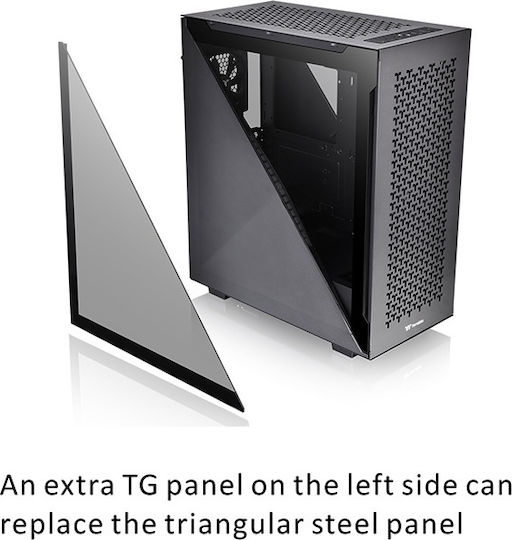 Thermaltake Divider 500 TG Air Chassis Gaming Midi Tower Κουτί Υπολογιστή με Πλαϊνό Παράθυρο και RGB Φωτισμό Μαύρο