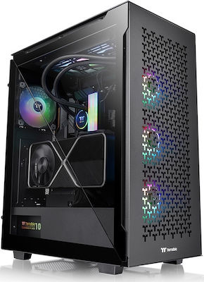 Thermaltake Divider 500 TG Air Chassis Jocuri Middle Tower Cutie de calculator cu iluminare RGB Negru