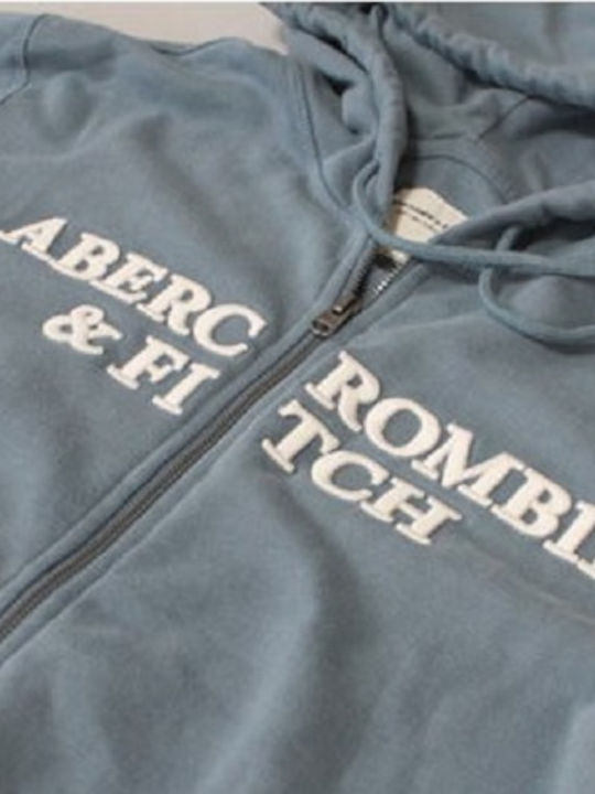 Abercrombie & Fitch Ανδρική Φούτερ Ζακέτα με Κουκούλα και Τσέπες Γαλάζια