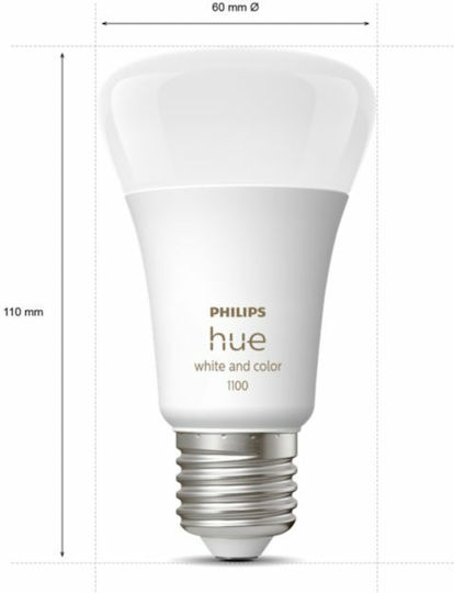 Philips Smart LED Bulbs 9W for Socket E27 and Shape A60 RGBW 806lm Dimmable 3pcs