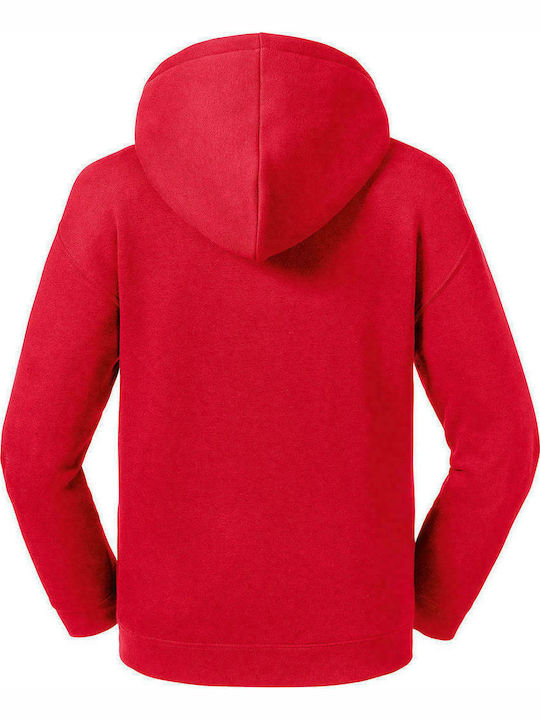 Fleece Παιδικό Φούτερ με Κουκούλα και Τσέπες Κόκκινο R-265B-0