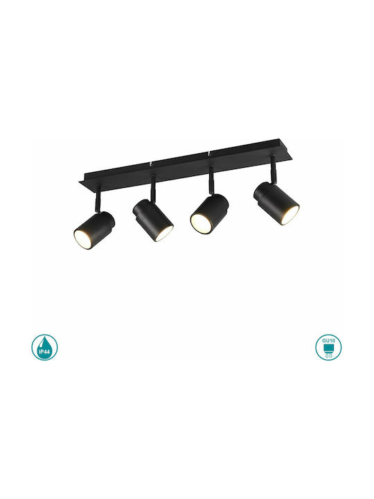 Trio Lighting Angelo Σποτ με 4 Φώτα και Ντουί GU10 σε Μαύρο Χρώμα