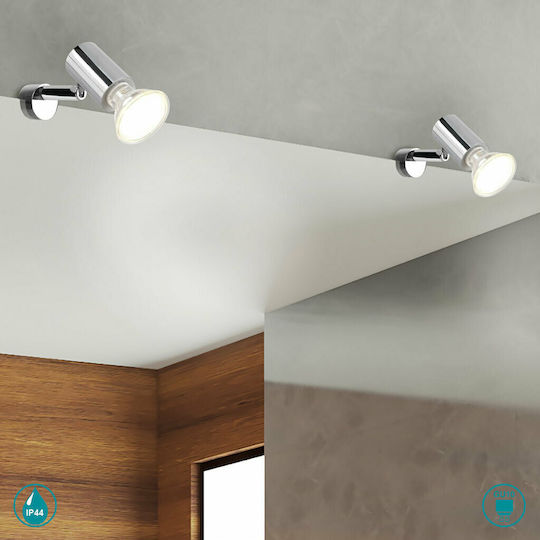 Trio Lighting Lorenzo Μονό Σποτ με Ντουί GU10 σε Ασημί Χρώμα