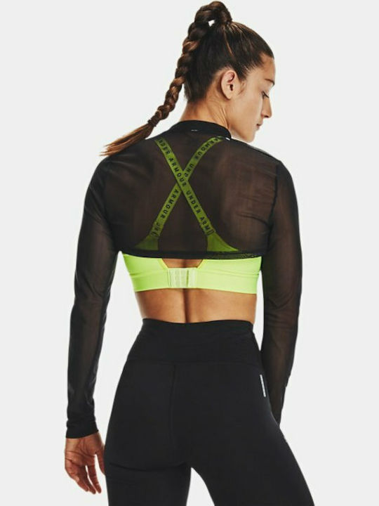 Under Armour Mesh Μακρυμάνικο Crop Top Μαύρο