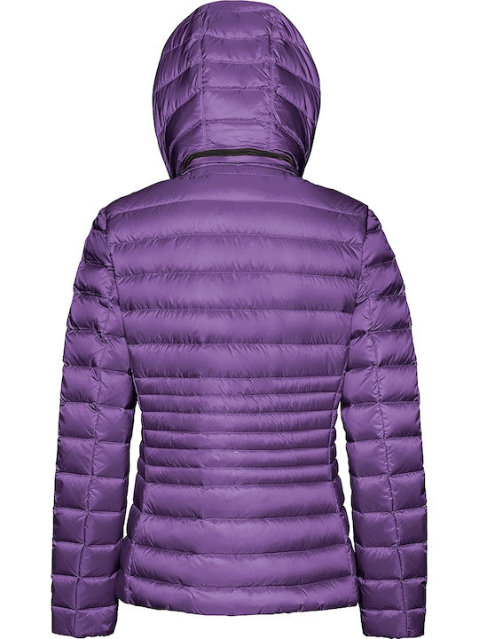 Geox Women's Short Puffer Jacket for Winter with Hood Purple