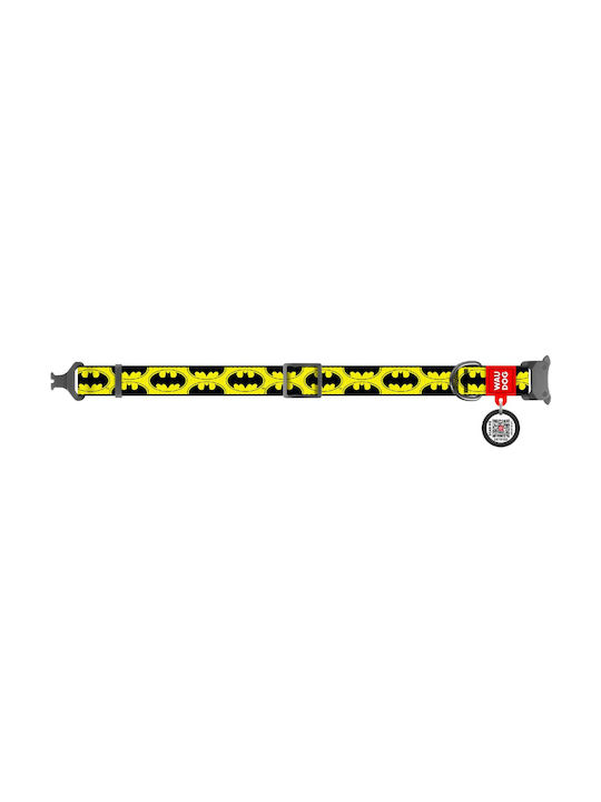 WauDog Batman Logo Hundehalsband in Gelb Farbe Halsband mit Smart ID 15mm x 23-35cm