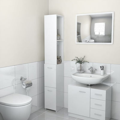 vidaXL Floor Bathroom Column Cabinet L25xD25xH170cm White