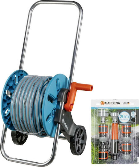 Gardena Classic Aquaroll Wheeled Garden Hose Reel with Hose 20m with Rewind Handle