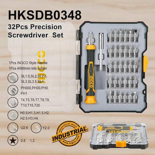 Ingco Screwdriver with 28 Magnetic Interchangeable Tips