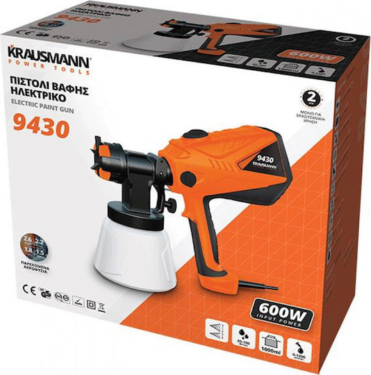 Krausmann Electric Paint Spray Gun 600W with 1lt Container