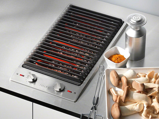 Miele Domino Grill Cooktop With Frame Autonomous Inox with Child Lock Function 28.8x52εκ. Silver