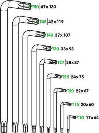 Lampa L-Shaped Torx Wrench T10 9pcs