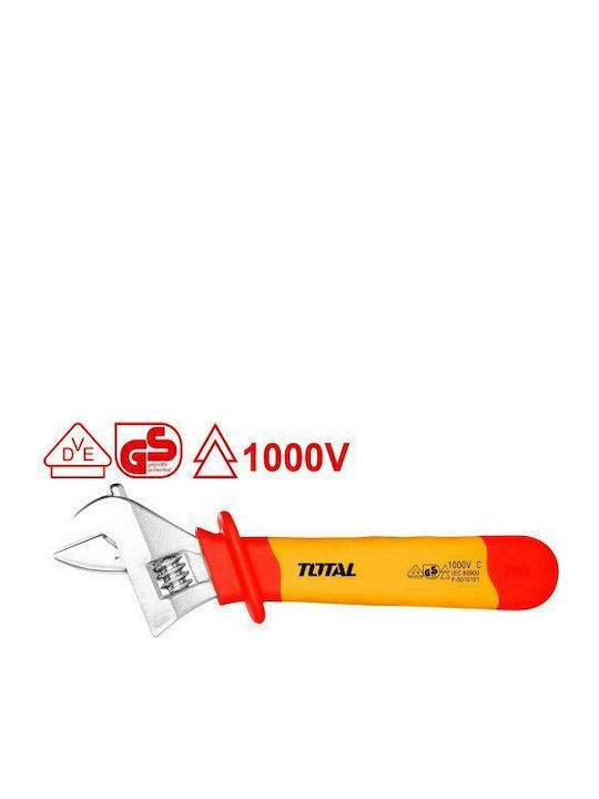 Total Französischer Schraubenschlüssel Länge 250mm 10" mit einer Maulöffnung von bis zu 30mm und rutschfestem Griff