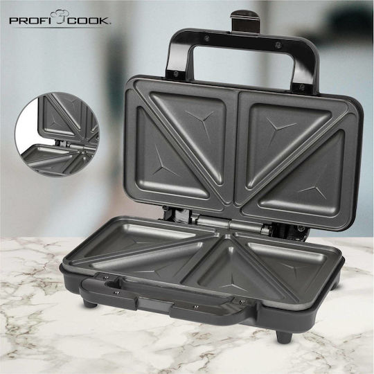 Profi Cook PC-ST 1092 Sandwichmaker für for 2 Sandwiches Sandwiches 900W Inox