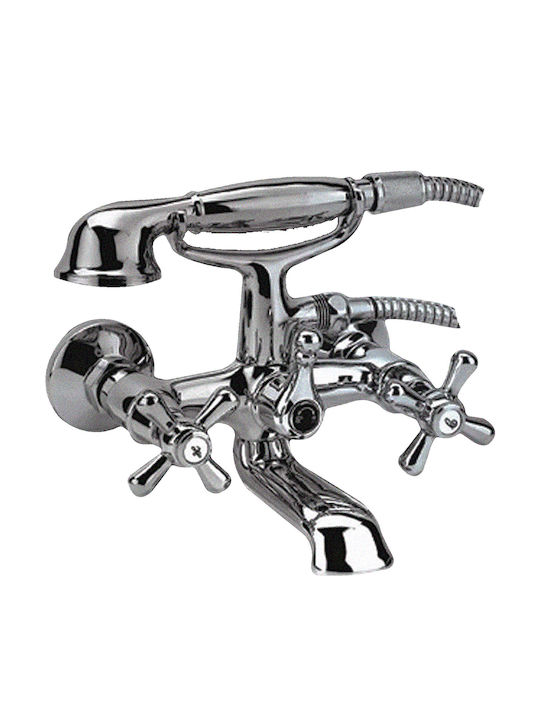 Gloria Leda Retro Bade- / Duscharmatur Badewanne Komplettes Set Silber