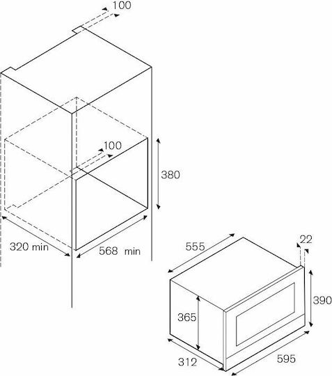 Bertazzoni F38 3 MOD MW S X Εντοιχιζόμενος Φούρνος Μικροκυμάτων με Grill 22lt Inox
