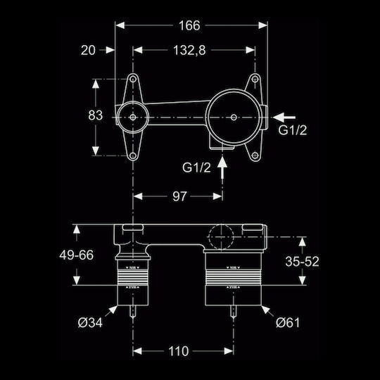 Ideal Standard Connect Σετ Μίκτης & Στόμιο Εντοιχισμού για Νιπτήρα 1 Εξόδου Ασημί