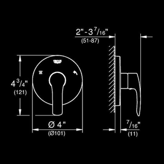 Grohe Eurosmart 19972002 Hydraulikinstallationsteil