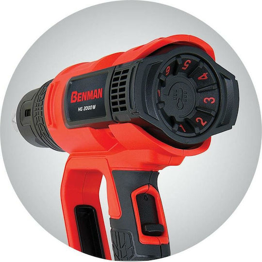 Benman HG 2000W Пистолет за горещ въздух 2000W с регулиране на температурата до 600°C