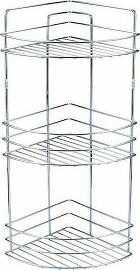 Sidirela Colțar Montat pe perete Raft Baie Metal cu 3 Rafturi 23x32x60cm Argintie Sidirela Colțar Montat pe perete Raft Baie Metal cu 3 Rafturi 23x32x60cm Argintie