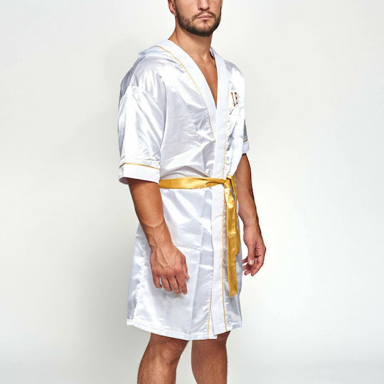Leone Premium Boxing Gown Ρόμπα Πυγμαχίας Λευκή