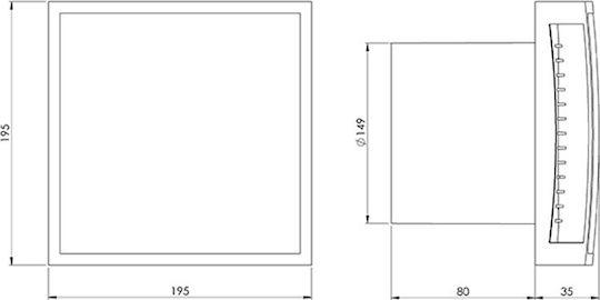 Europlast Wall-mounted Ventilator Bathroom 150mm White