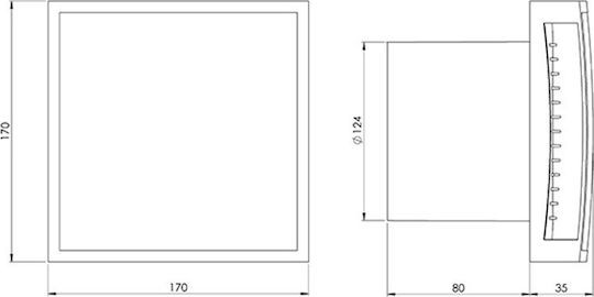 Europlast Wall-mounted Ventilator Bathroom 125mm White with Cover