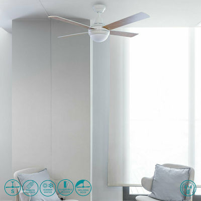 Faro Barcelona Mini Icaria Ceiling Fan 107cm with Light and Remote Control White