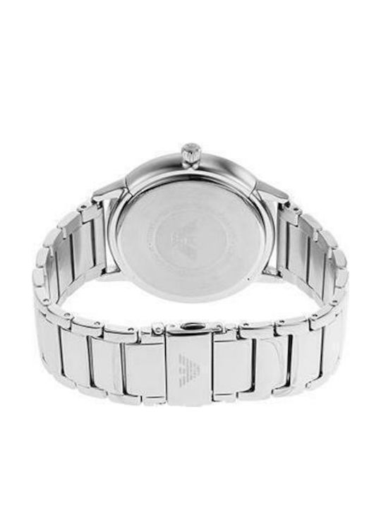 Emporio Armani Ruggero Men's Watch 43mm Battery with Silver Metal Bracelet