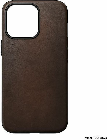 Nomad Modern Leather Umschlag Rückseite Leder Rustic Brown (iPhone 13 Pro)
